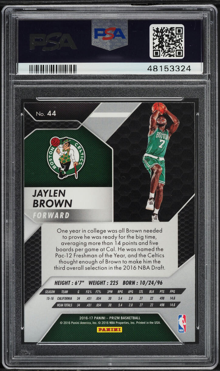 2016 Panini Prizm Jaylen Brown ROOKIE #44 PSA 9 MINT