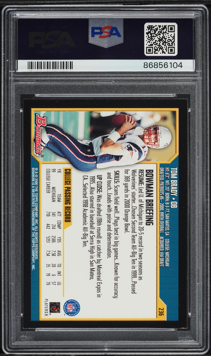 2000 Bowman Football Tom Brady ROOKIE #236 PSA 8 NM-MT
