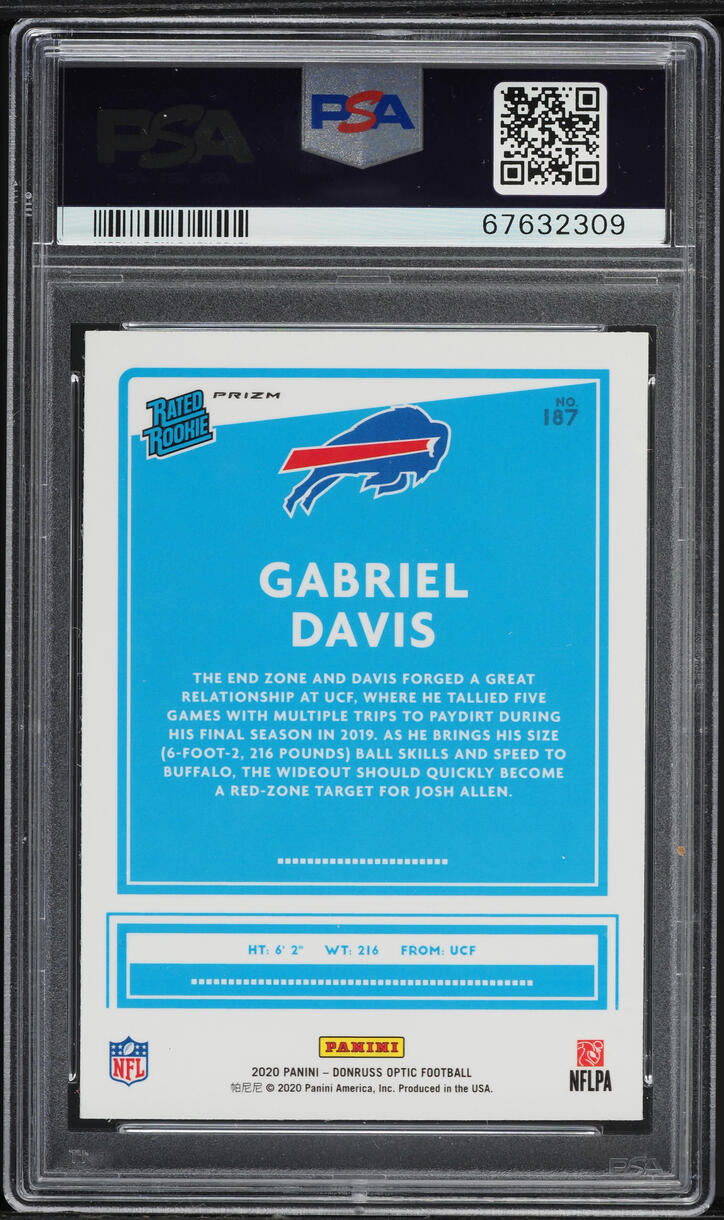 2020 Donruss Optic Holo Gabriel Davis ROOKIE #187 PSA 10 GEM MINT