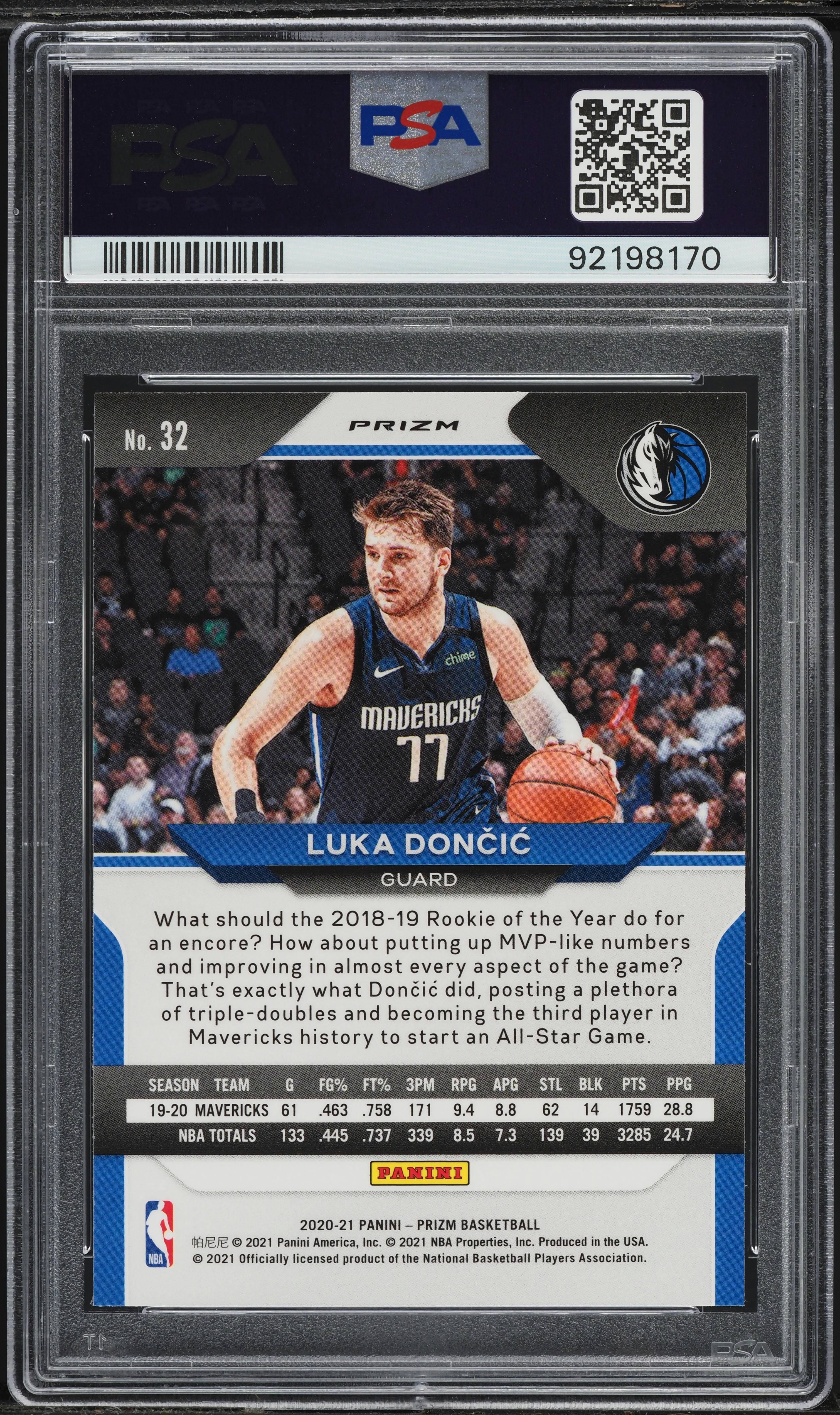 2020 Panini Prizm Silver Luka Doncic #32 PSA 9 MINT on Fanatics