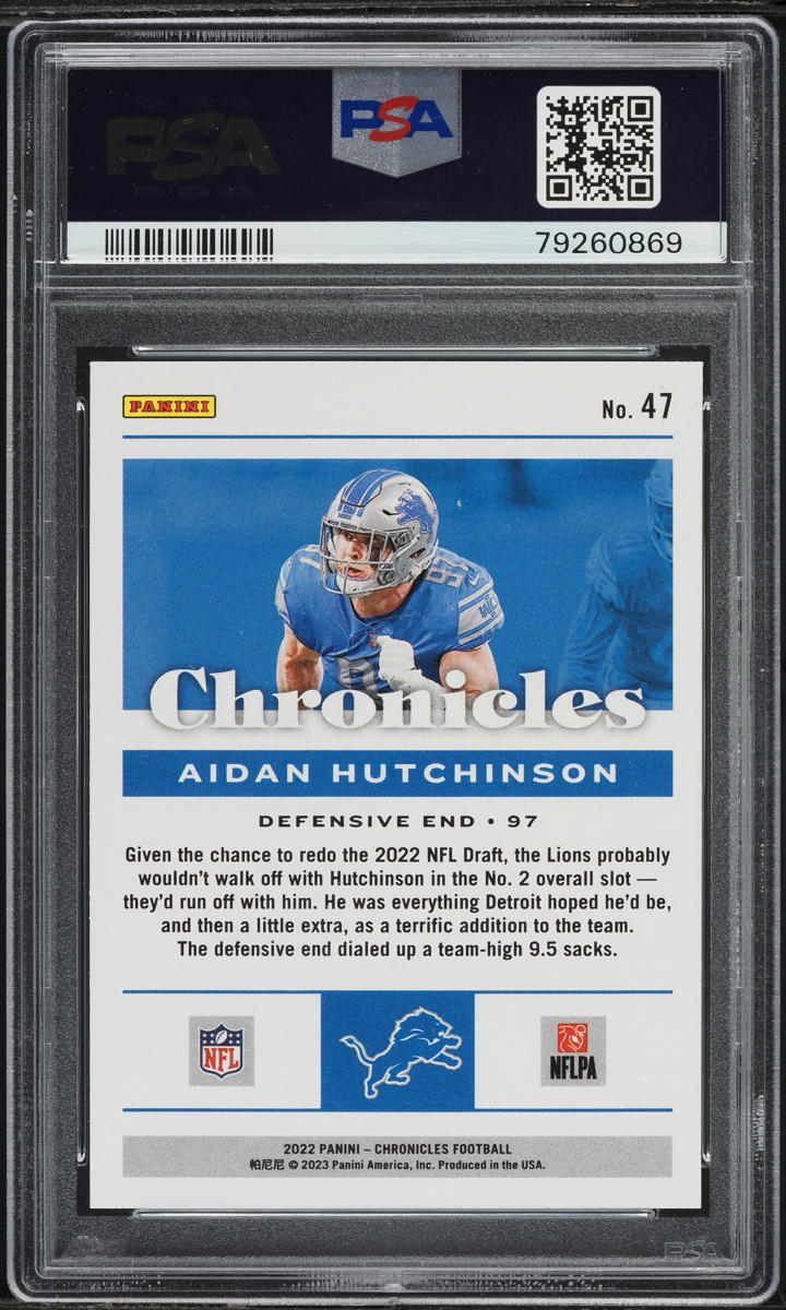 2022 Panini Chronicles Aidan Hutchinson ROOKIE #47 PSA 10 GEM MINT