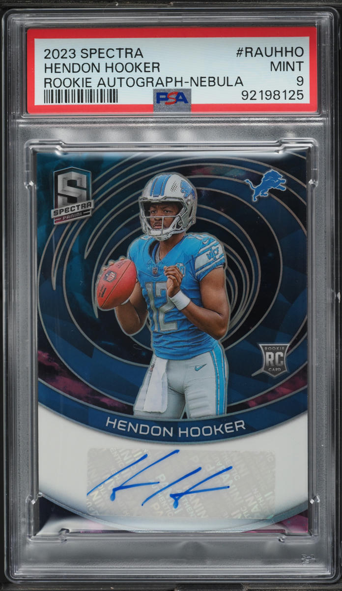 2023 Panini Spectra Nebula Hendon Hooker ROOKIE AUTO 1/2 #RAUHHO PSA 9 MINT