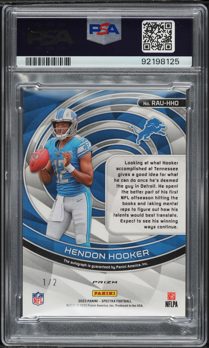 2023 Panini Spectra Nebula Hendon Hooker ROOKIE AUTO 1/2 #RAUHHO PSA 9 MINT