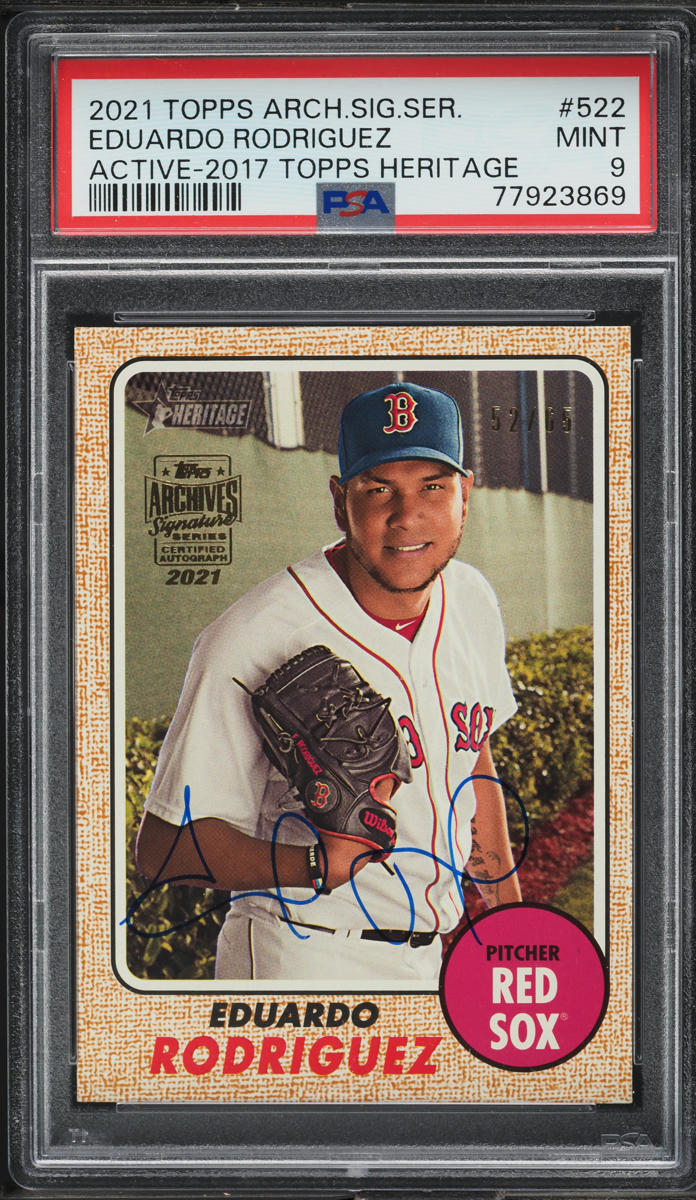 2021 Topps Archives Signature Series Eduardo Rodriguez AUTO /65 #522 PSA 9 MINT