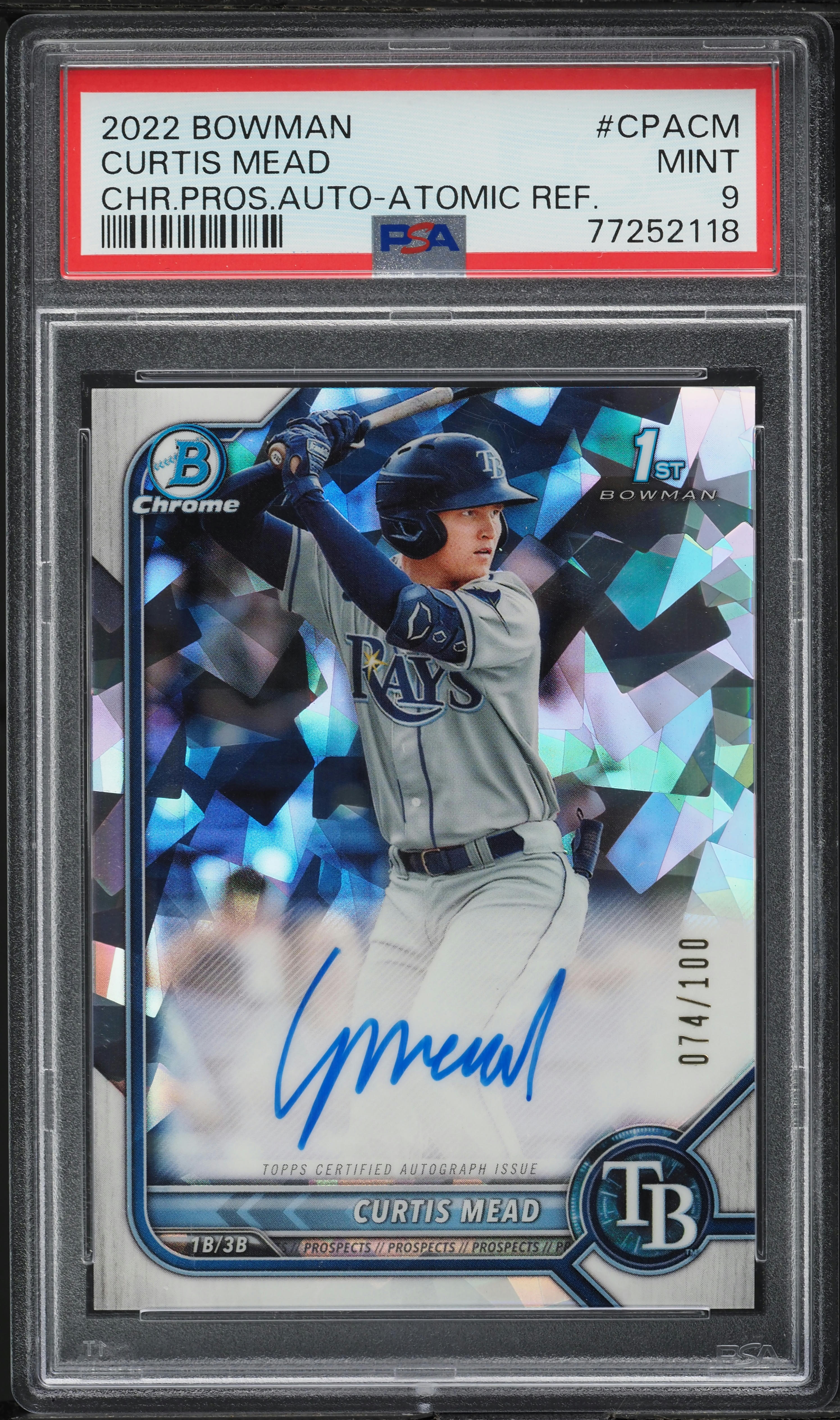 2022 Bowman Chrome Atomic Refractor Curtis Mead ROOKIE AUTO /100 