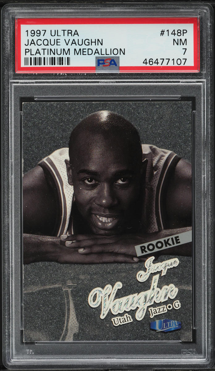 1997 Ultra Platinum Medallion Jacque Vaughn ROOKIE /100 #148P PSA 7 NRMT