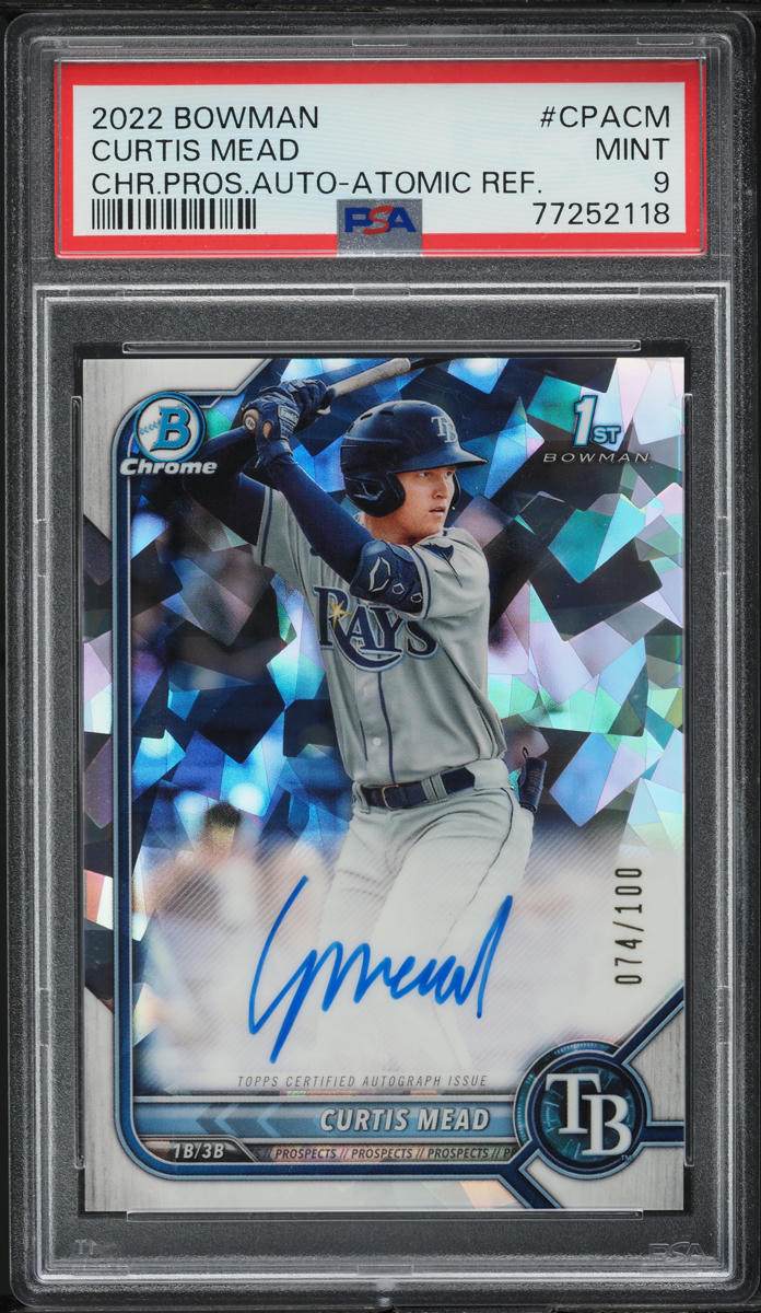 2022 Bowman Chrome Atomic Refractor Curtis Mead ROOKIE AUTO /100 #CPA-CM PSA 9