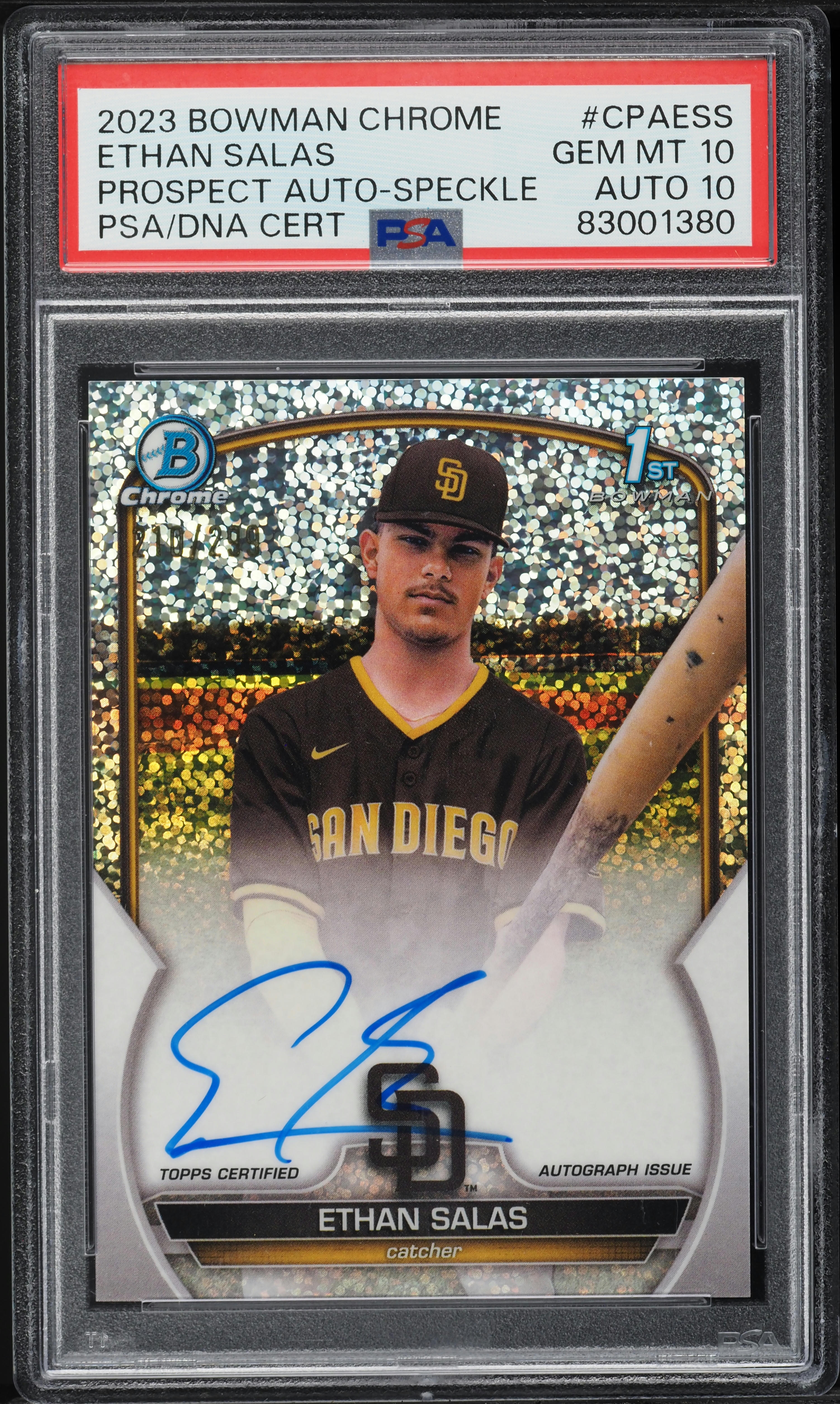 2023 Bowman Chrome Speckle Refractor Ethan Salas ROOKIE AUTO DNA