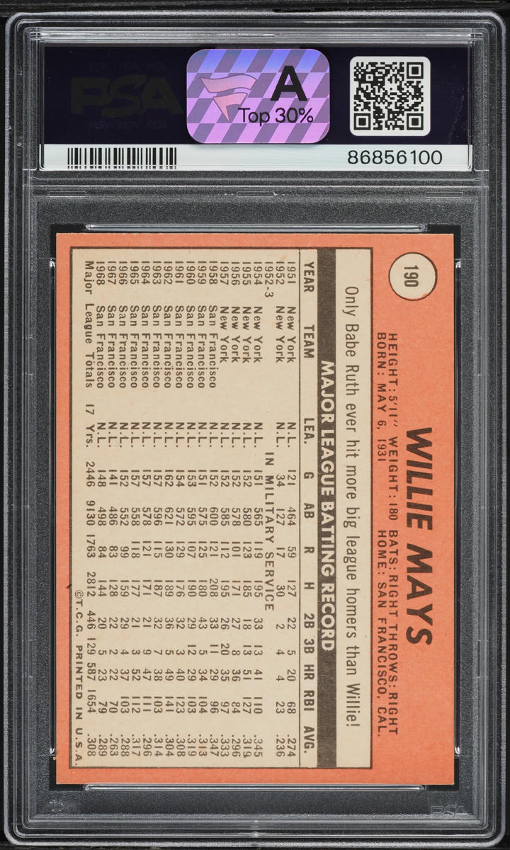 1969 Topps Willie Mays #190 PSA 8 NM-MT