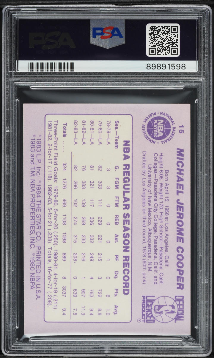 1983-84 Star Basketball Michael Cooper #15 PSA 9 MINT