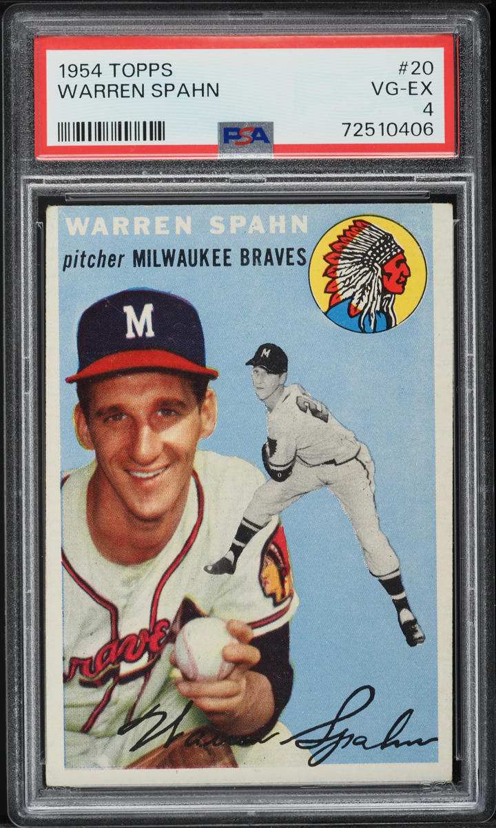 1954 Topps Warren Spahn #20 PSA 4 VGEX