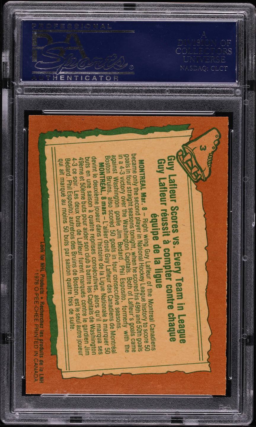 1978 O-Pee-Chee Hockey Guy Lafleur '77 HIGHLIGHTS #3 PSA 9 MINT