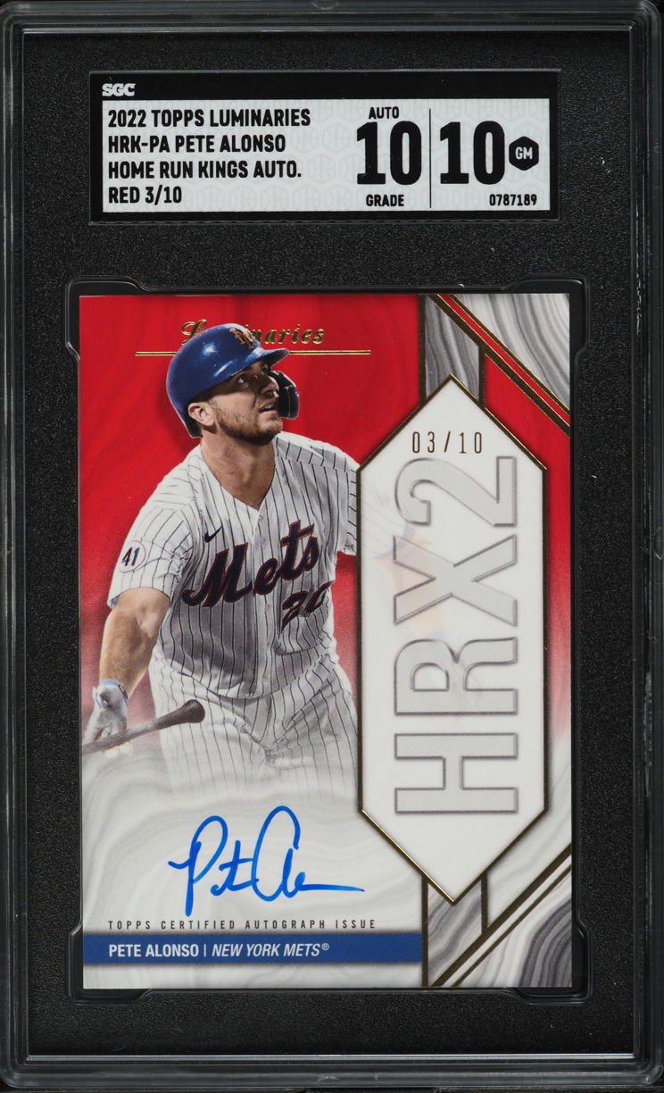 2022 Topps Luminaries Home Run Kings Red Pete Alonso AUTO /10 #HRK-PA SGC 10 GEM