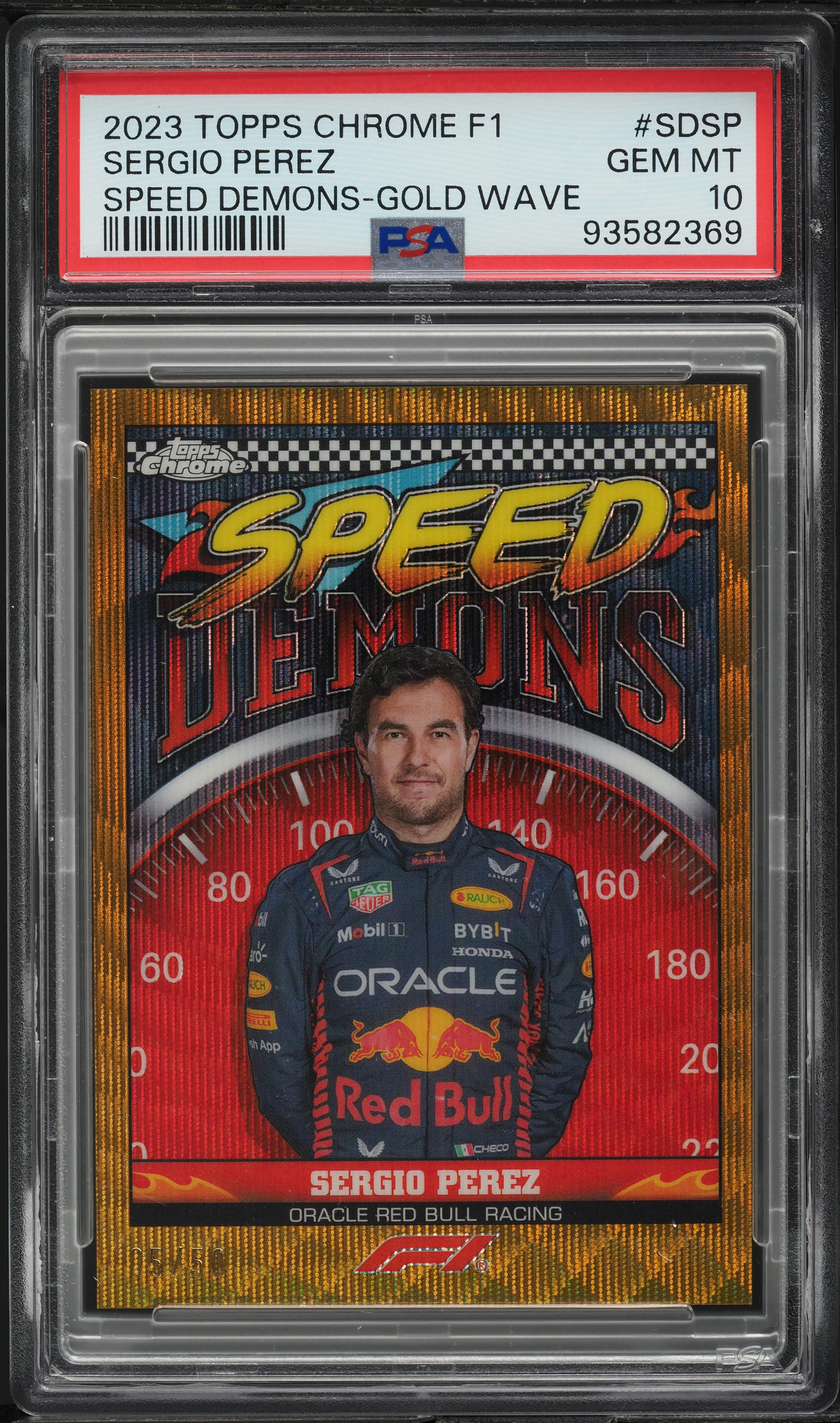 2023 Topps Chrome Formula 1 Speed Demons Gold Wave Sergio Perez