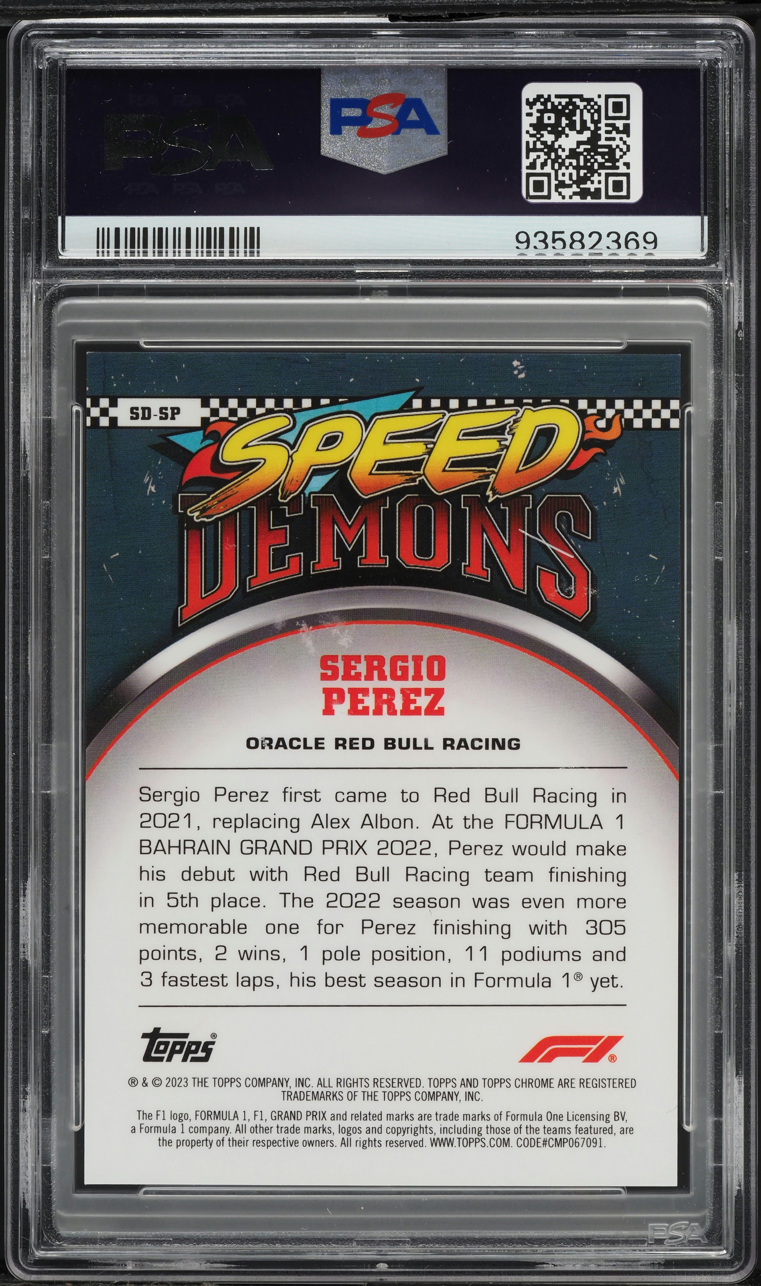 2023 Topps Chrome Formula 1 Speed Demons Gold Wave Sergio Perez