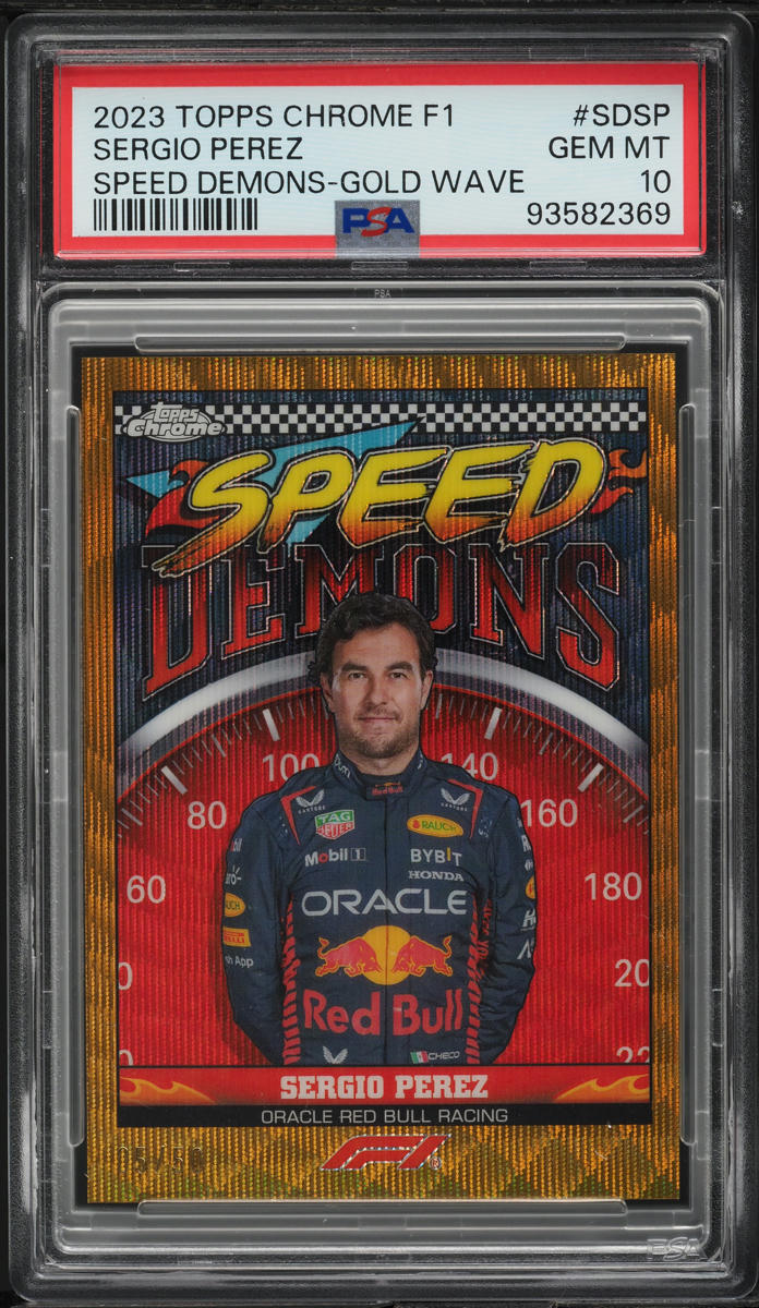 2023 Topps Chrome Formula 1 Speed Demons Gold Wave Sergio Perez