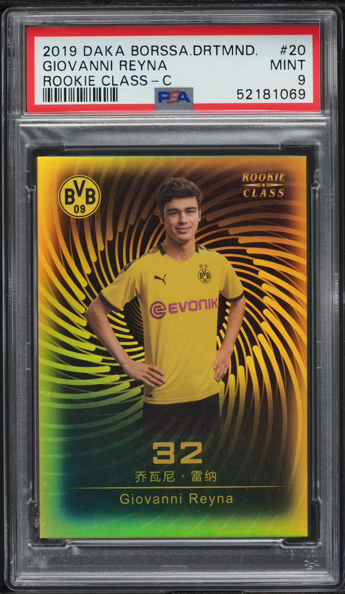 2019 Daka Borussia Dortmund Class C Giovanni Reyna ROOKIE /199 #20 PSA 9 MINT