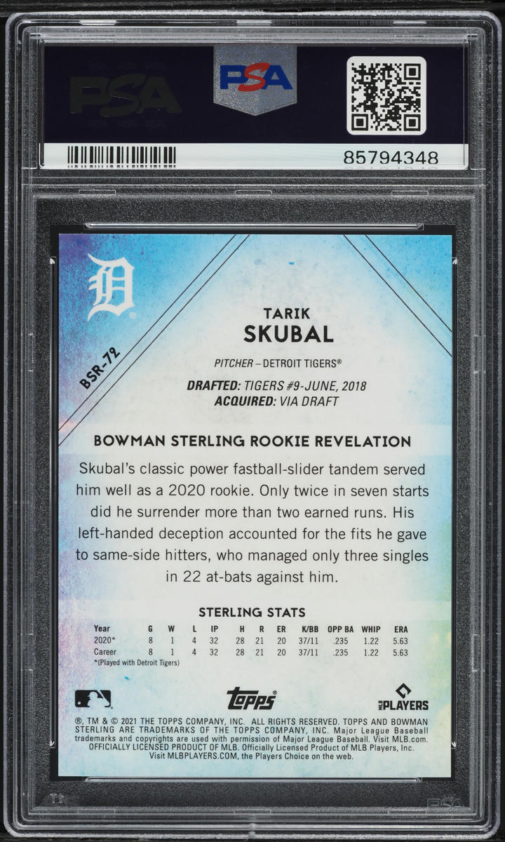 2021 Bowman Sterling Red Refractor Tarik Skubal ROOKIE /5 #BSR-72 PSA 9 MINT