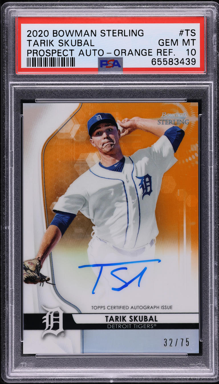 2020 Bowman Sterling Orange Refractor Tarik Skubal ROOKIE AUTO /75 PSA 10 GEM