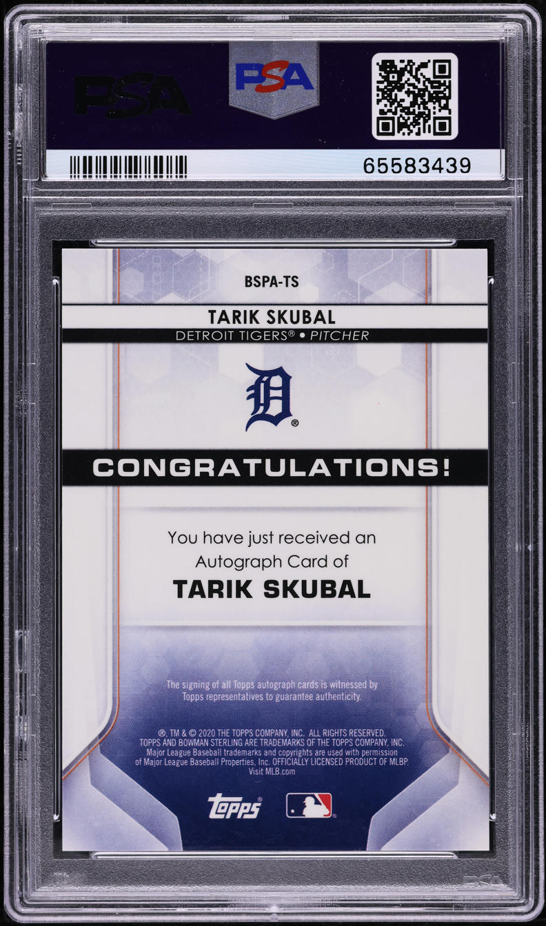 2020 Bowman Sterling Orange Refractor Tarik Skubal ROOKIE AUTO /75 PSA 10 GEM