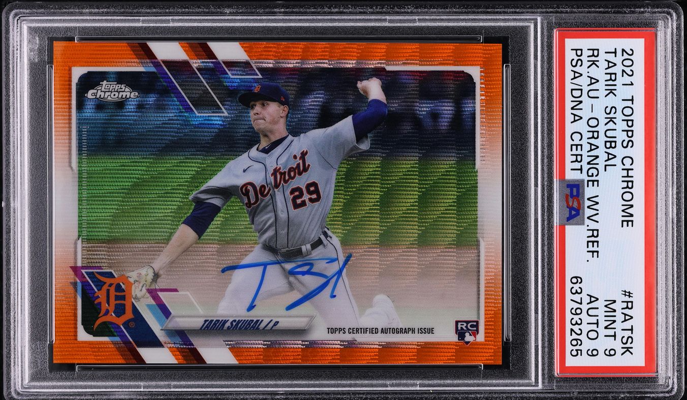 2021 Topps Chrome Orange Wave Refractor Tarik Skubal ROOKIE AUTO 