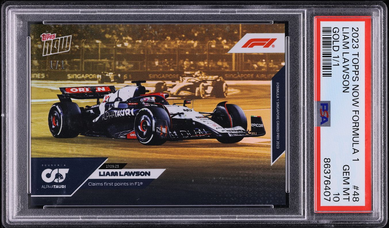 2023 Topps Now Formula 1 Gold Liam Lawson 1/1 #48 PSA 10 GEM MINT