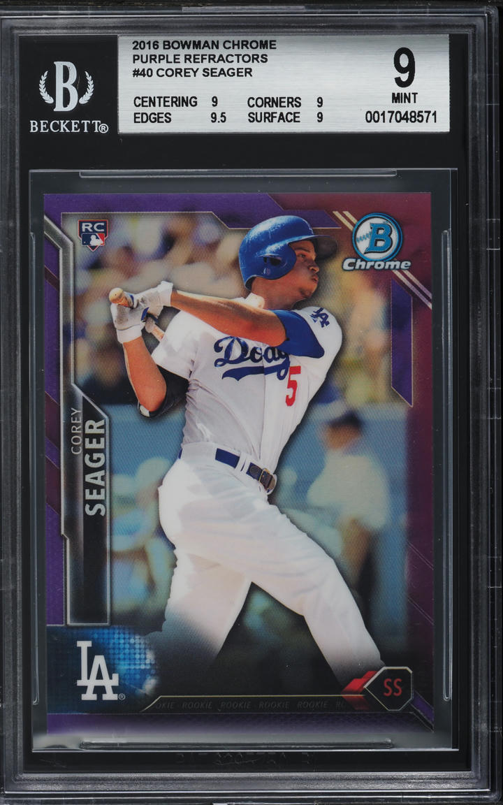 2016 Bowman Chrome Purple Refractor Corey Seager ROOKIE /250 #40 BGS 9 MINT