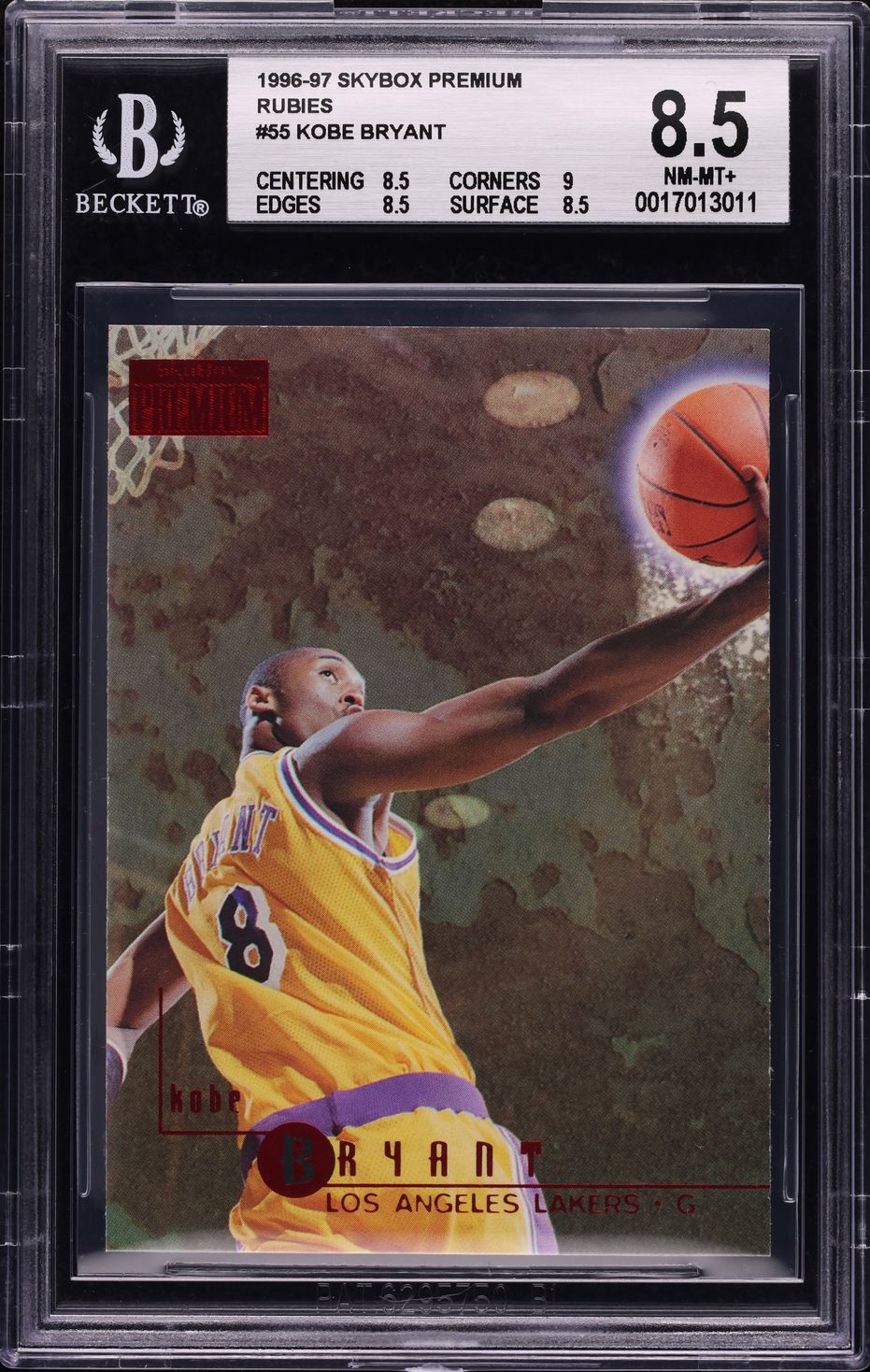1996 Skybox Premium Rubies Kobe Bryant ROOKIE #55 BGS 8.5 NM-MT+