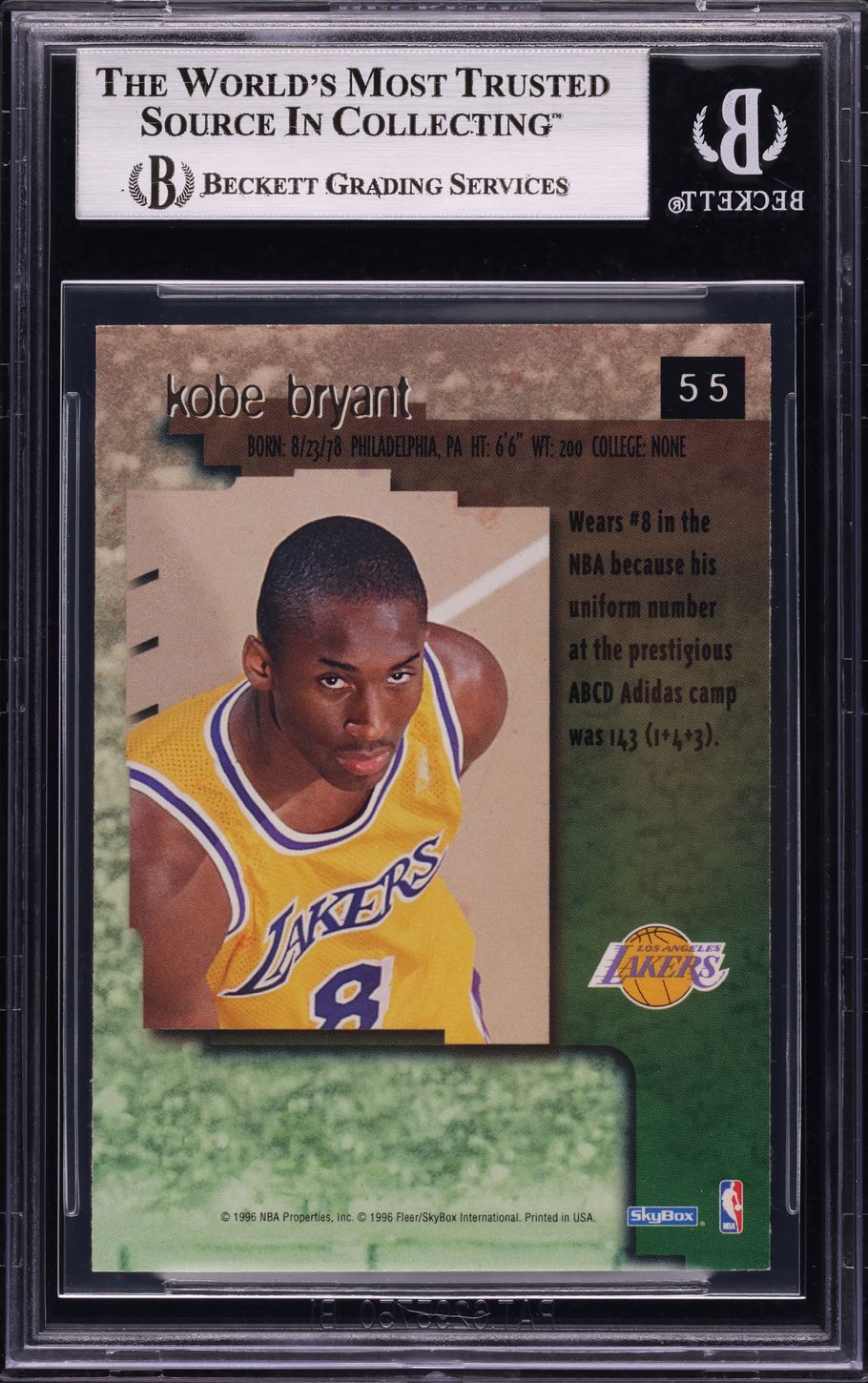 1996 Skybox Premium Rubies Kobe Bryant ROOKIE #55 BGS 8.5 NM-MT+