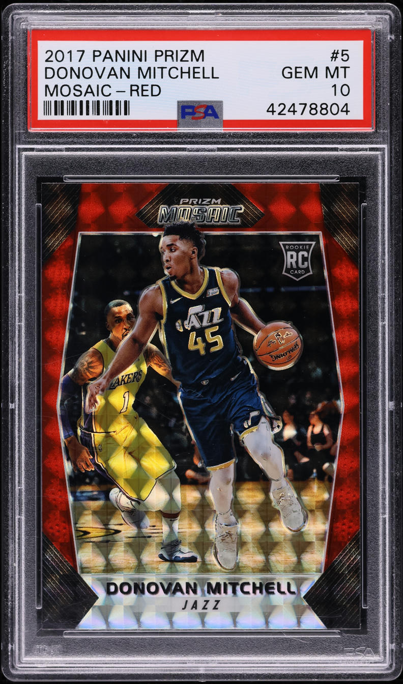 2017 Panini Prizm Mosaic Red Donovan Mitchell ROOKIE #5 PSA 10 GEM MINT