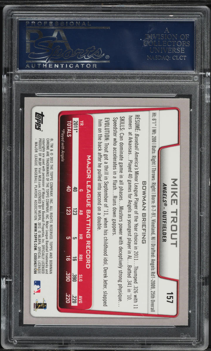 2012 Bowman Chrome Mike Trout #157 PSA 10 GEM MINT