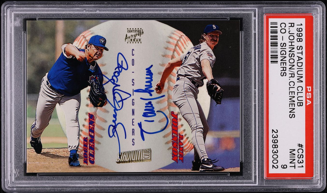 1998 Stadium Club Co-Signers Randy Johnson & Roger Clemens AUTO 