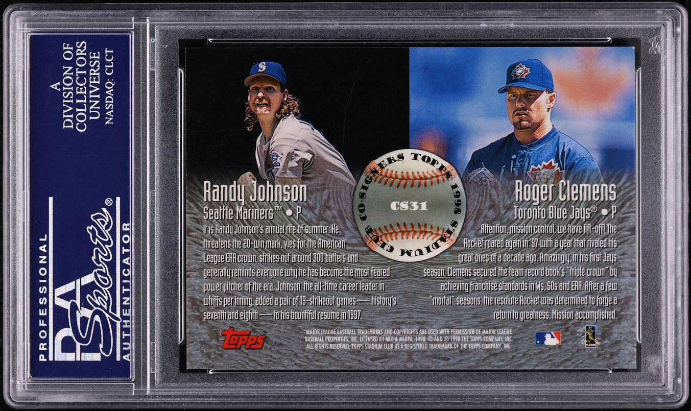 1998 Stadium Club Co-Signers Randy Johnson & Roger Clemens AUTO 