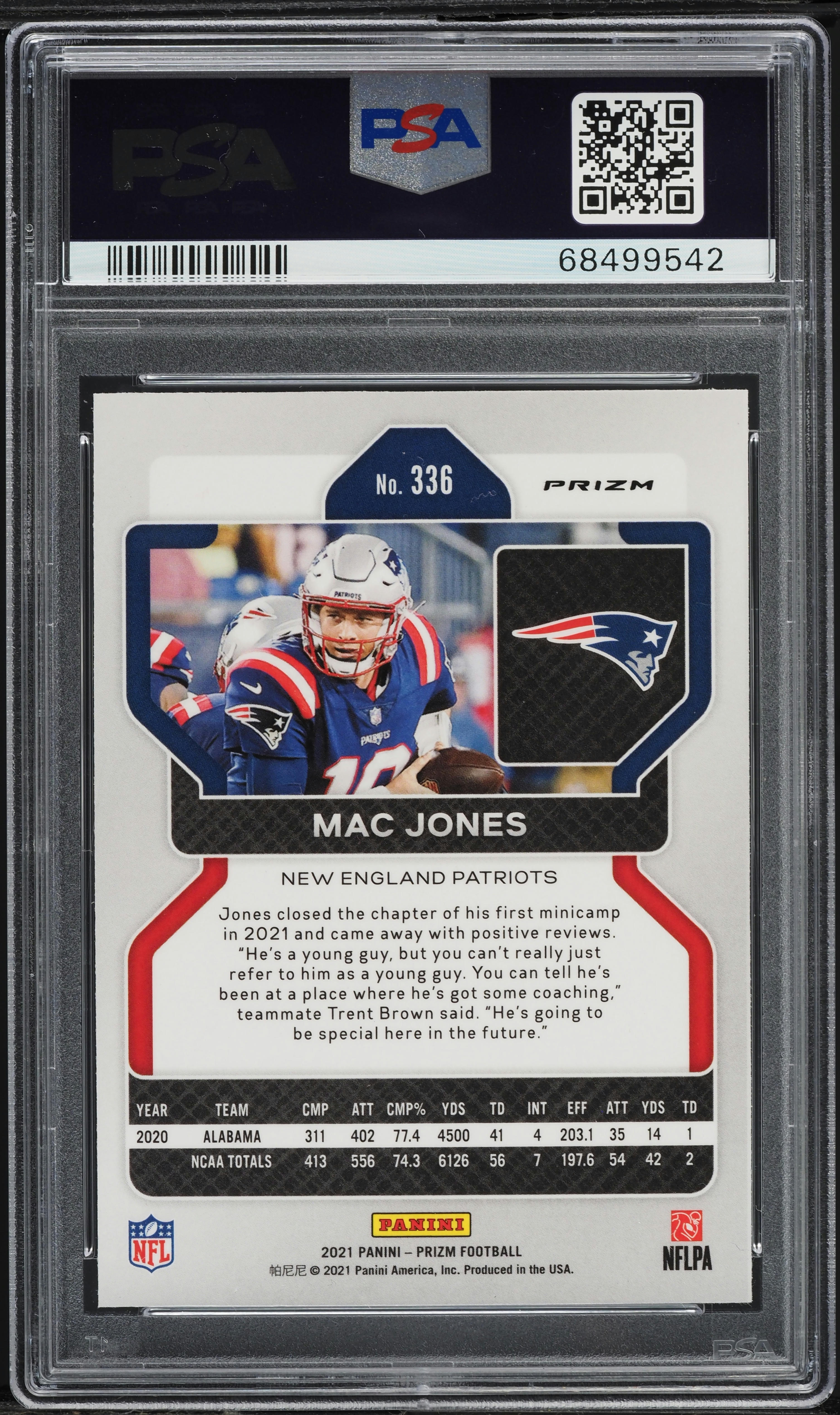 2021 Panini Prizm Green Ice Mac Jones ROOKIE #336 PSA 9 MINT on