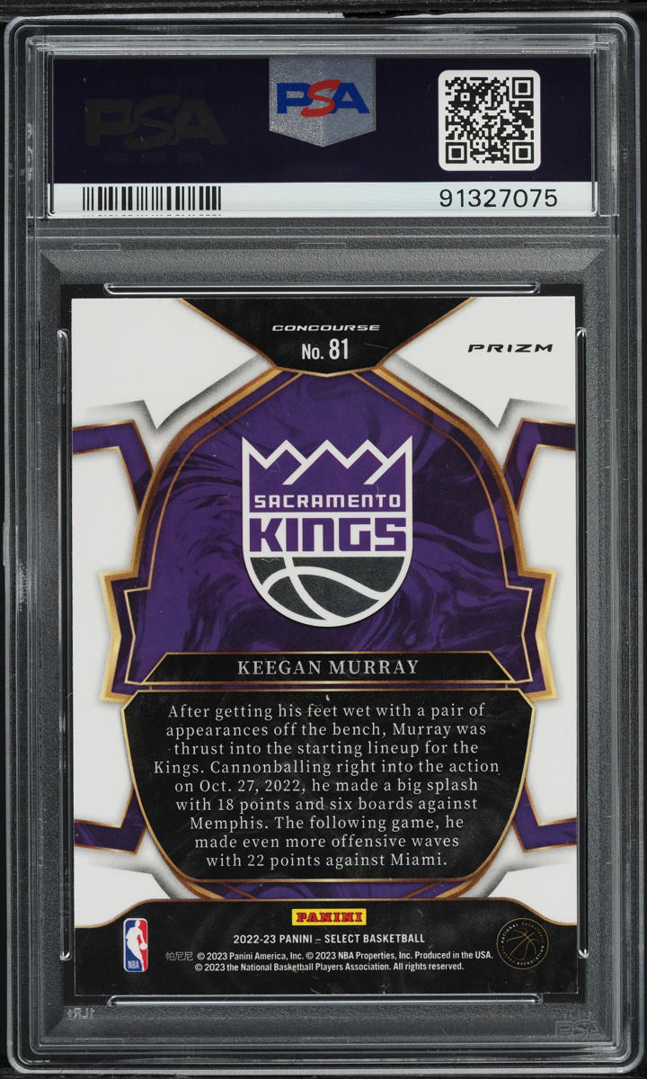 2022 Select Concourse Green Shock Keegan Murray ROOKIE #81 PSA 10