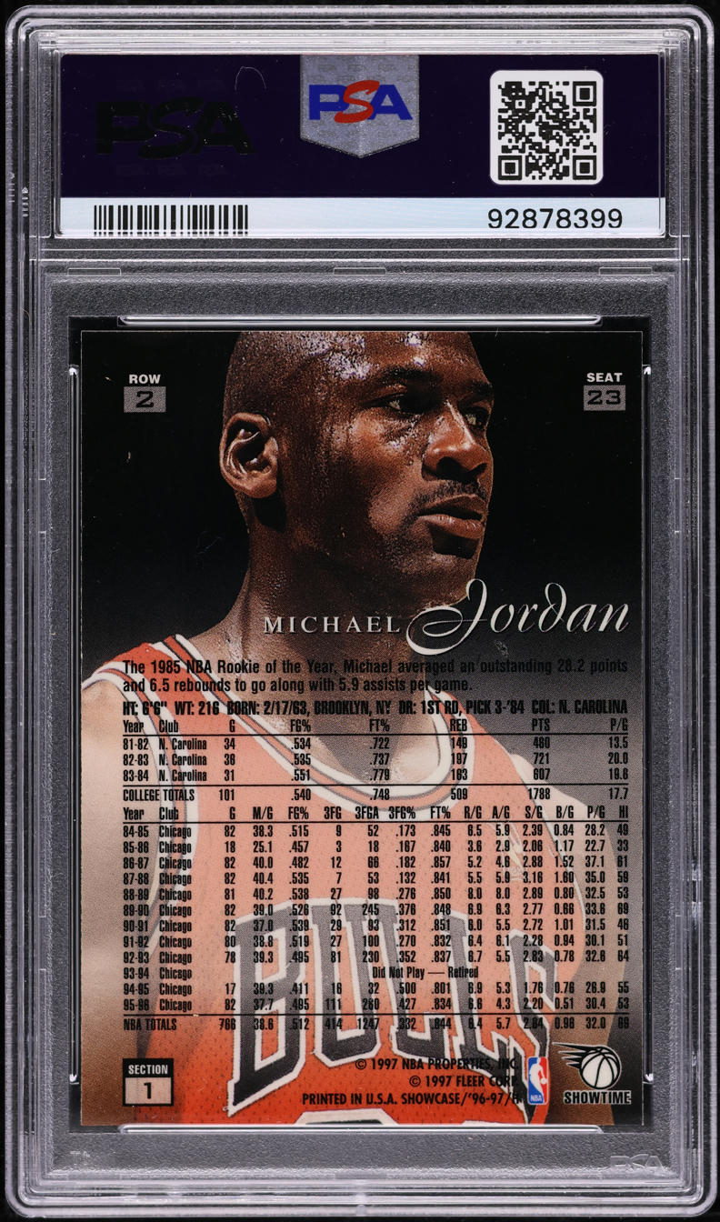 1996 Flair Showcase Row 2 Michael Jordan #23 PSA 10 GEM MINT