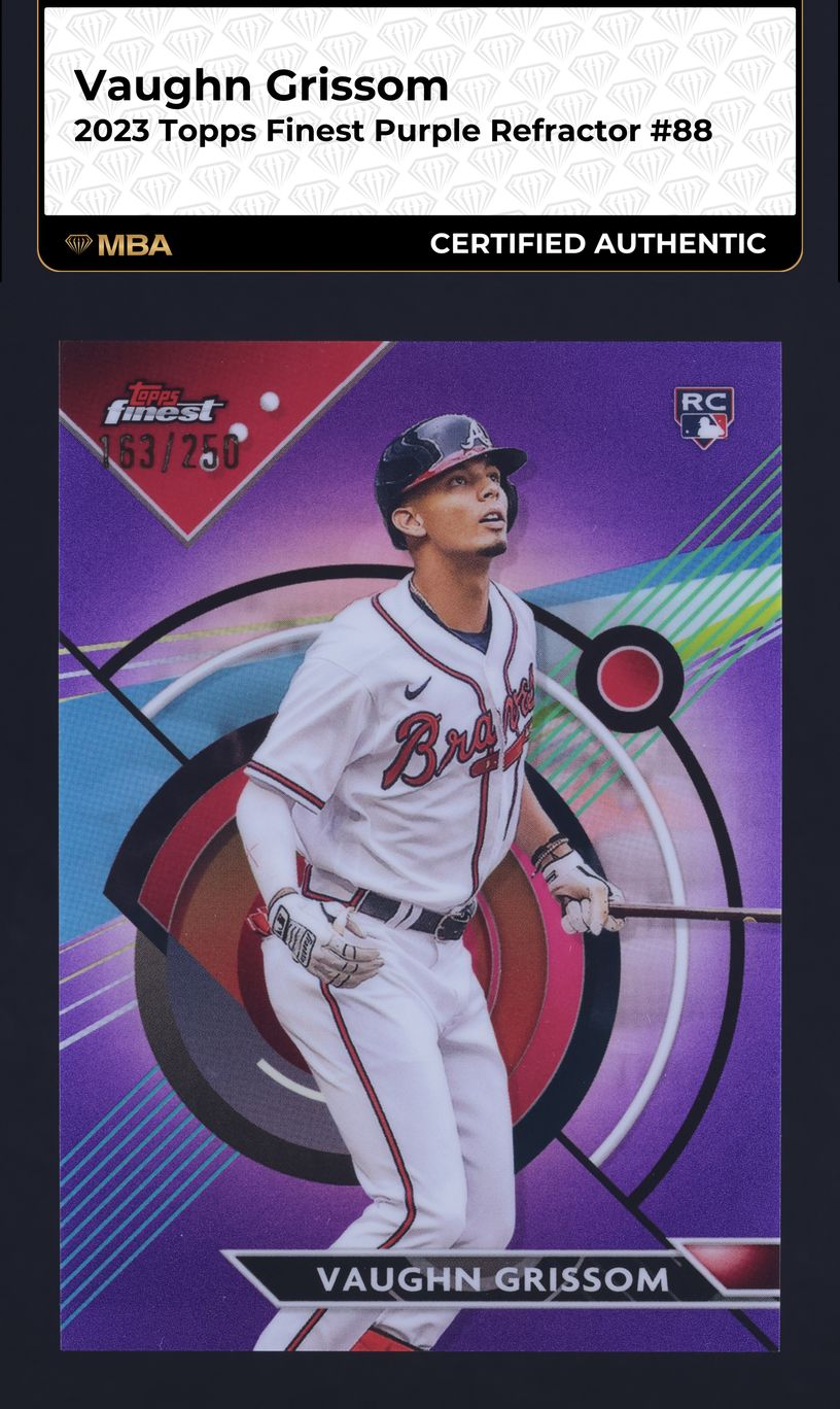 2023 Finest Purple Refractor Vaughn Grissom ROOKIE /250 #88 MBA AUTH