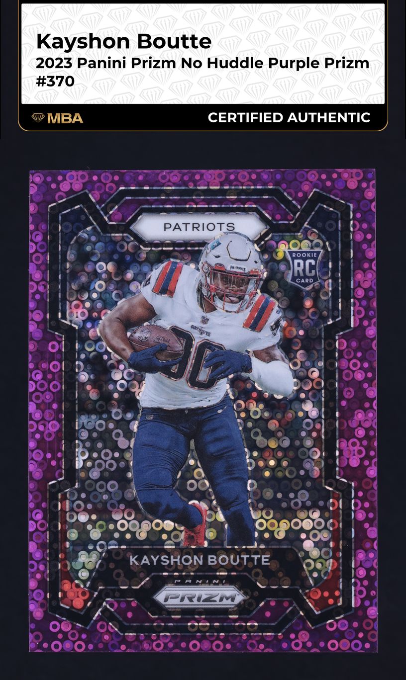 2023 Panini Prizm No Huddle Purple Kayshon Boutte ROOKIE /35 #370 MBA AUTH