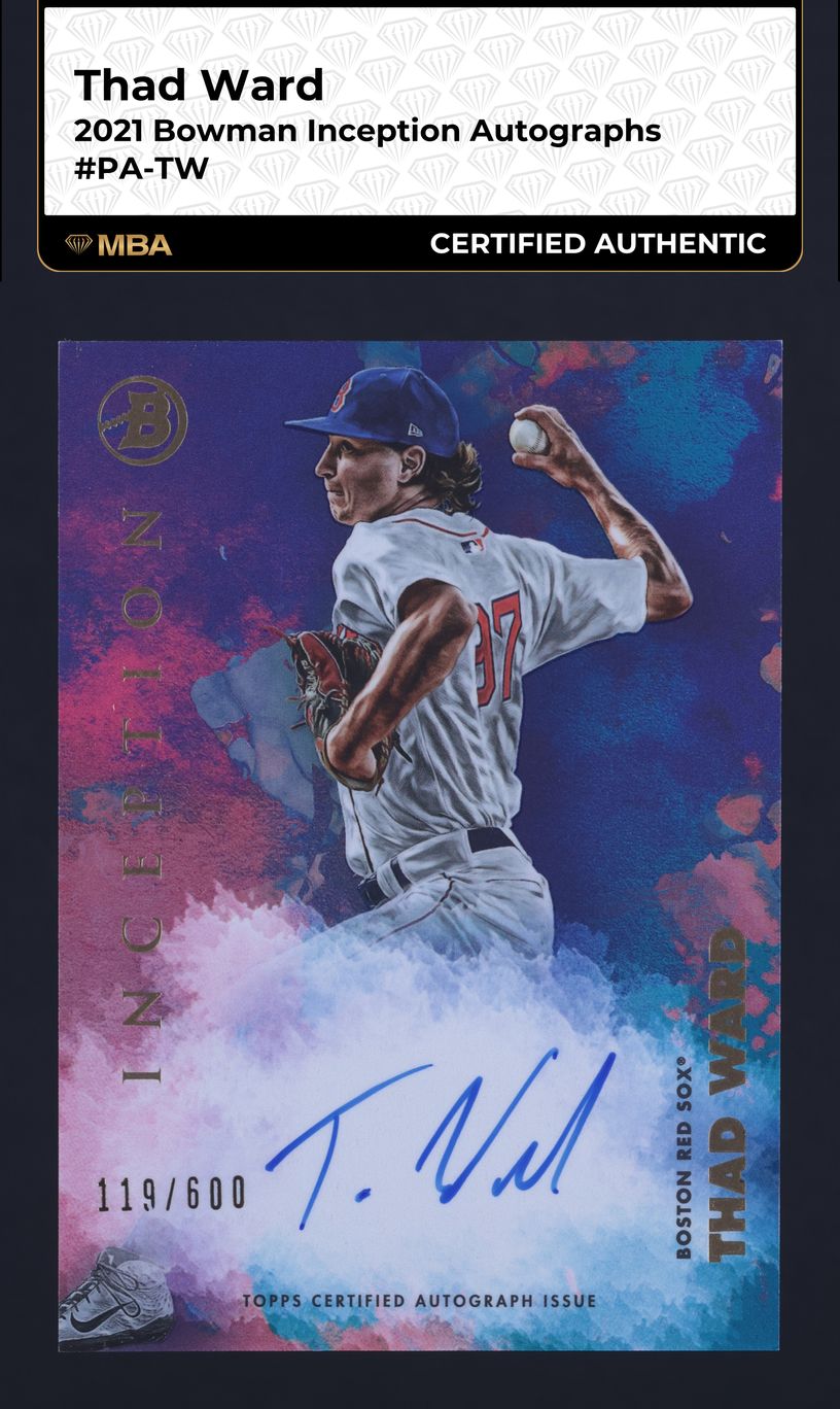 2021 Bowman Inception Thad Ward ROOKIE AUTO /600 #PA-TW MBA AUTH