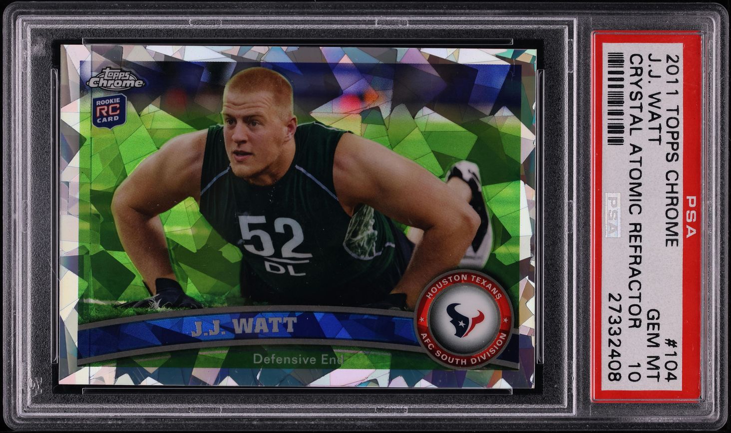 2011 Topps Chrome Crystal Atomic Refractor J.J. Watt ROOKIE /139 #104 PSA 10 GEM