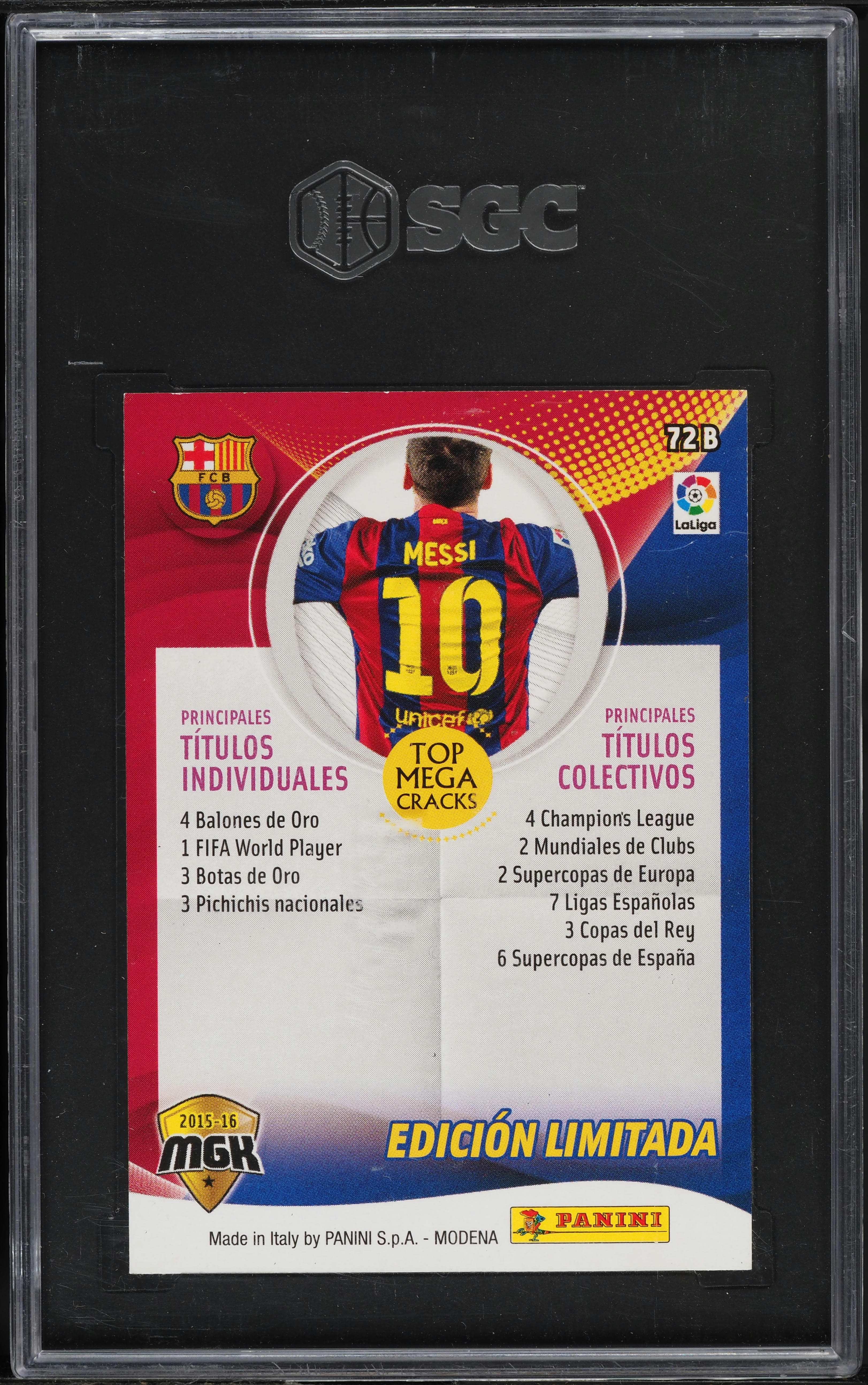 2015 Panini Megacracks Edicion Limitada Lionel Messi #72B SGC 8 NM