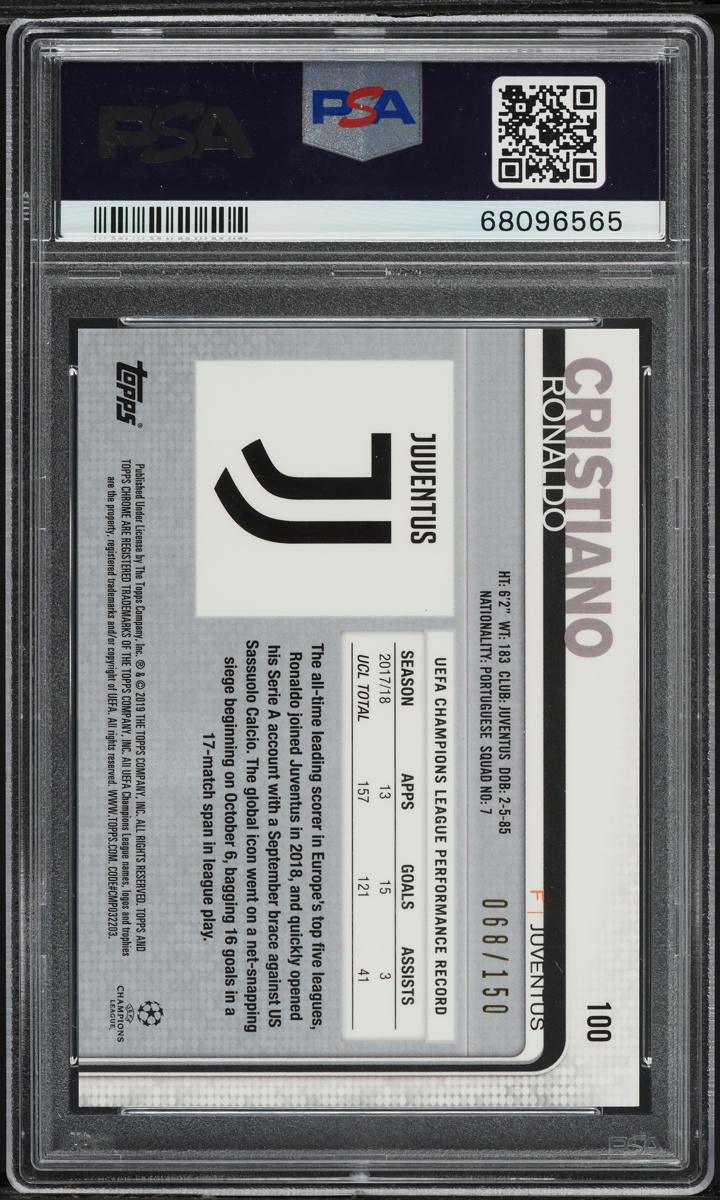 2018 Topps Chrome UEFA Blue Refractor Cristiano Ronaldo /150 #100