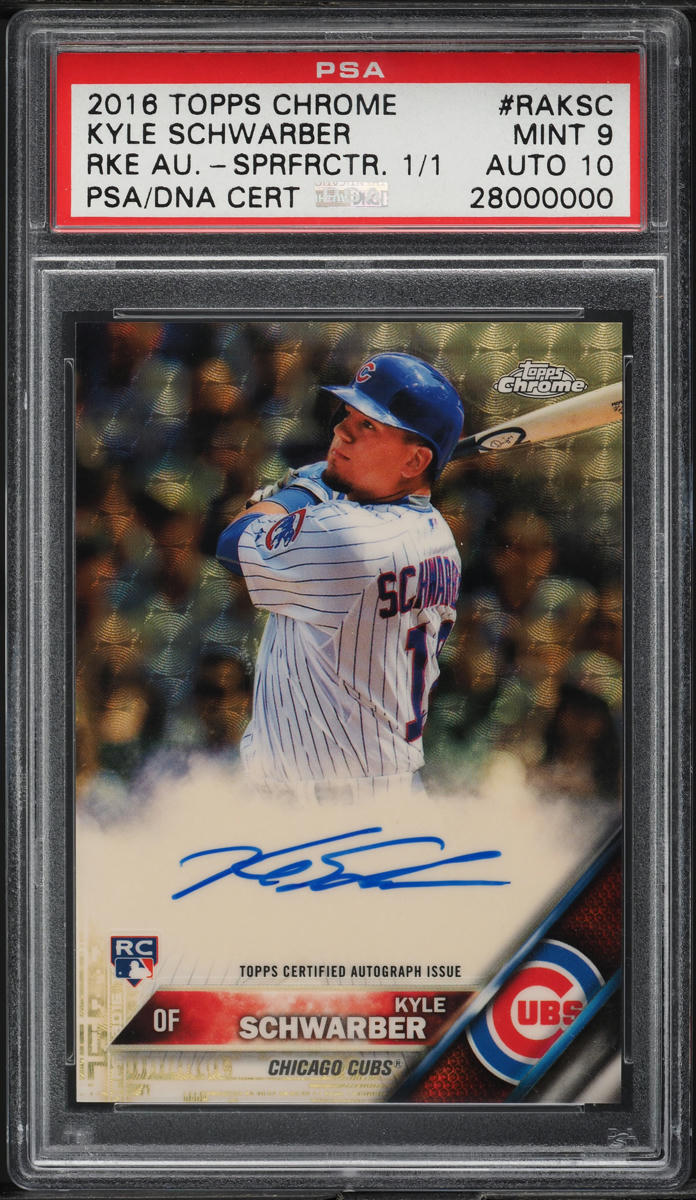 2016 Topps Chrome Superfractor Kyle Schwarber ROOKIE AUTO DNA 10 1/1 PSA 9 MINT