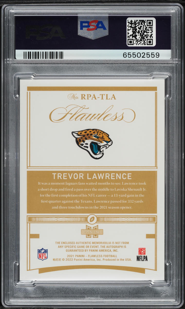 2021 Panini Flawless Rookie Patch AUTO Rk.Pat.Auto-Bronze Trevor Lawrence DNA 10 Auto #RPATLA PSA 9 MINT