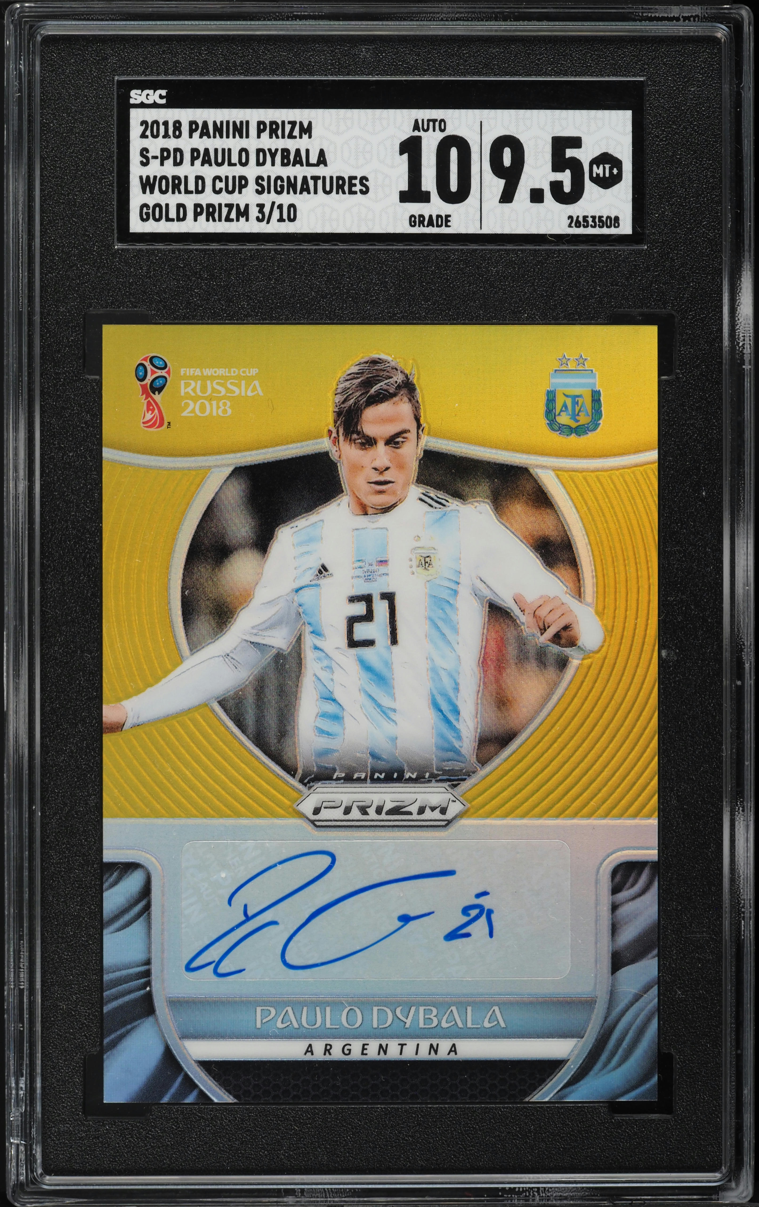 2018 Panini Prizm World Cup Gold Paulo Dybala AUTO /10 #S-PD SGC