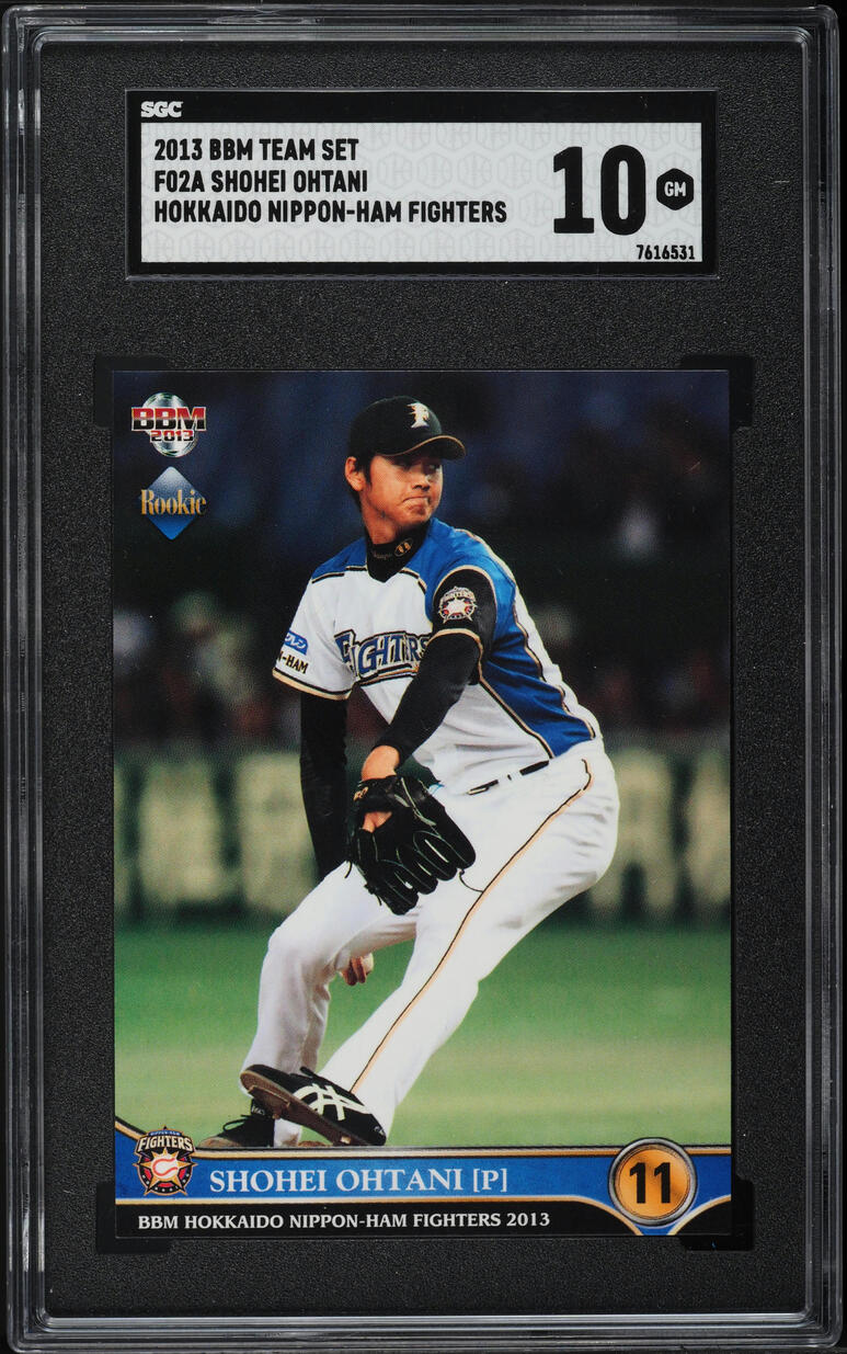 2013 BBM Team Set Hokkaido Nippon-Ham Fighters Shohei Ohtani ROOKIE #F02A SGC 10
