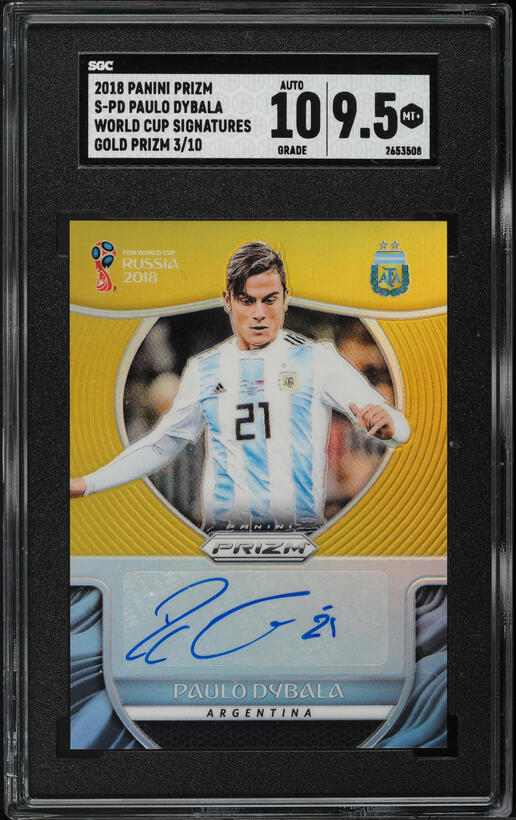 2018 Panini Prizm World Cup Gold Paulo Dybala AUTO /10 #S-PD SGC