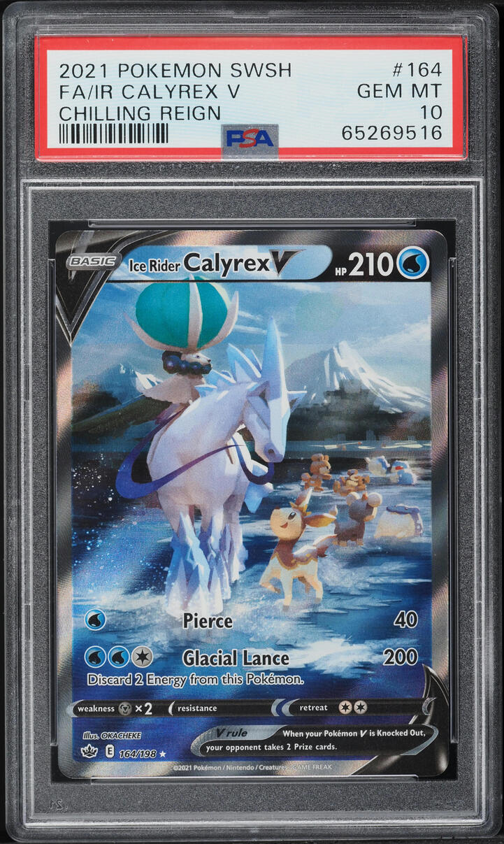 2021 Pokemon SWSH Chilling Reign Alt Art Ice Rider Calyrex V #164 PSA 10 GEM