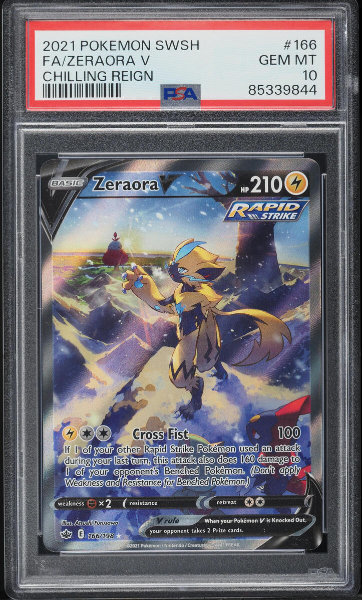 2021 Pokemon SWSH Chilling Reign Full Art Zeraora V #166 PSA 10 GEM MINT