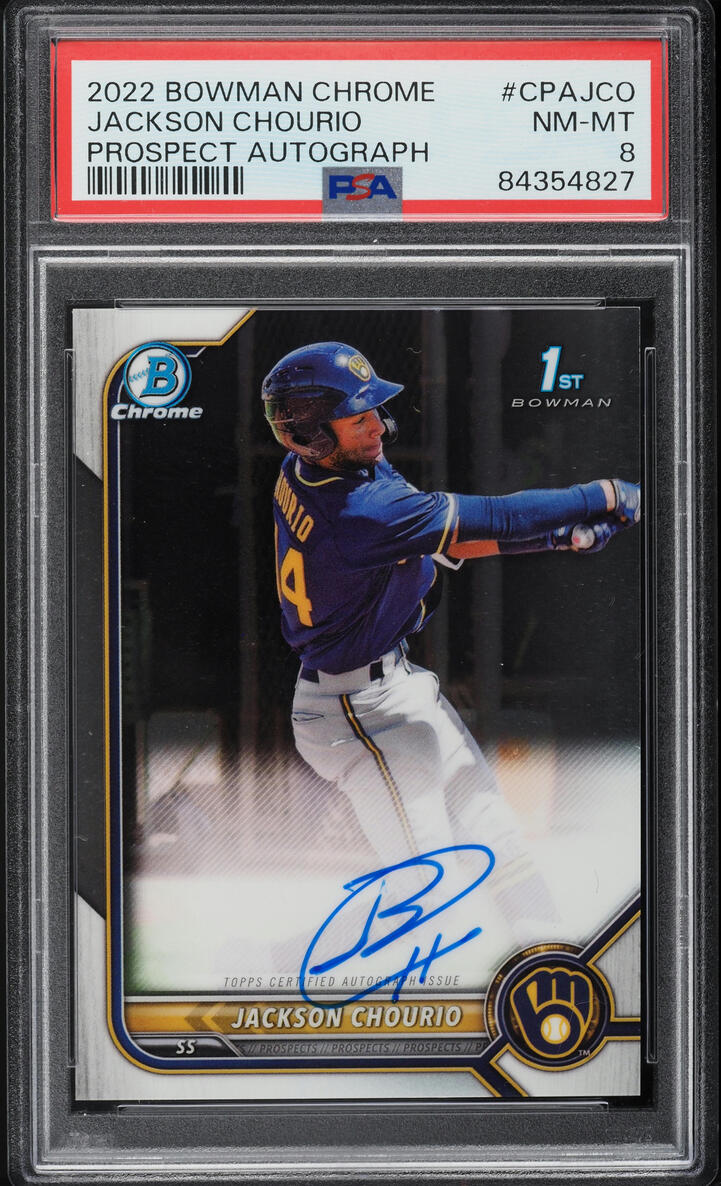 2022 Bowman Chrome Prospect Jackson Chourio ROOKIE AUTO #CPA-JCO PSA 8 NM-MT